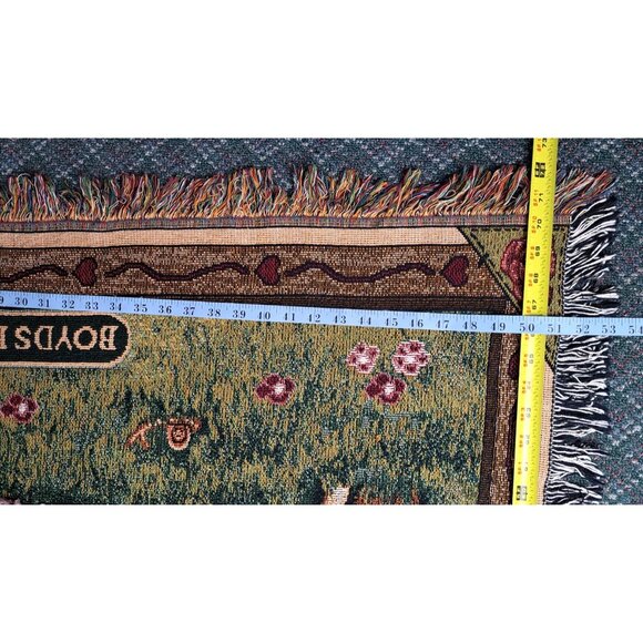 Vintage Boyds Bears & Friends Woven Tapestry Throw Blanket Garden Tea Party MWW - Picture 9 of 10